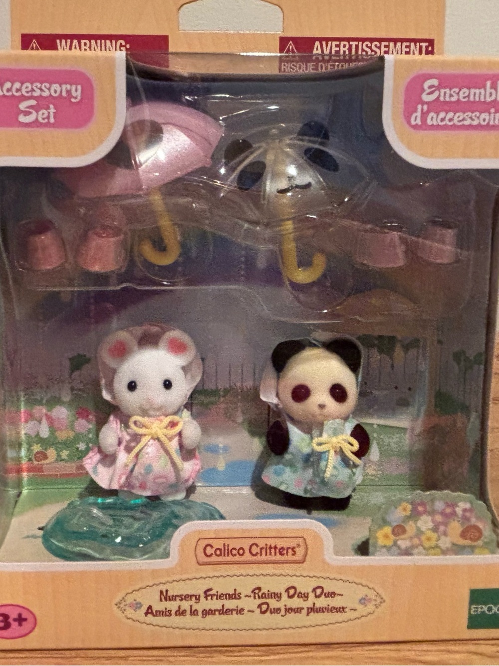 Calico Critters Nursery Friends Rainy Day Duo - Pink and Cream